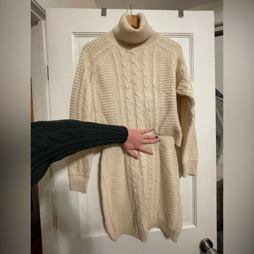 Lulus Cream Sweater and Skirt Set, Size S, NWOT
